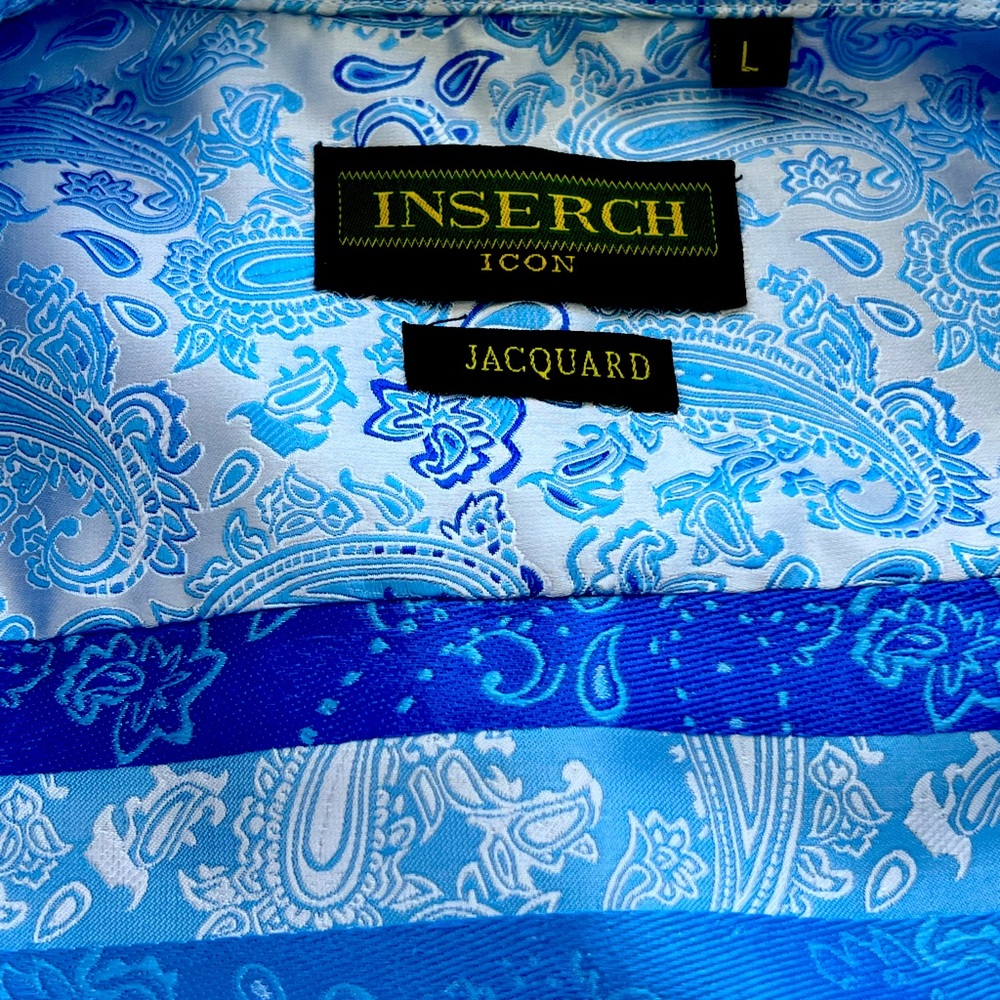 LIGHT BLUE INSERCH ICON JACQUARD DRESS SHIRT